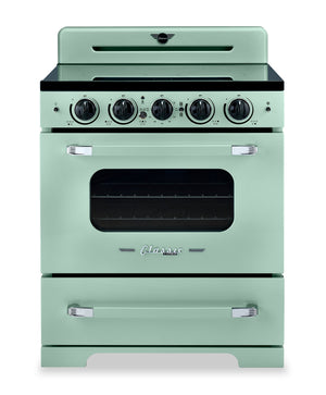 Cuisinière à induction Classic Rétro par Unique de 30 po et de 3,9 pi3 - vert menthe estival - UNQ-30CR IC LG