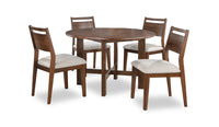 Ensemble de salle à manger Vale 5 pièces avec table ronde de 48 po (l) et 4 chaises - brun et beige
