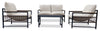 Ensemble Vegas 4 pièces pour la terrasse à l’extérieur avec causeuse, 2 fauteuils et table à café - naturel et noir