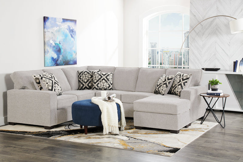 Sofa sectionnel de droite Verona 2 pièces fabriqué au Canada en tissu d’apparence lin avec coussins amovibles - beige