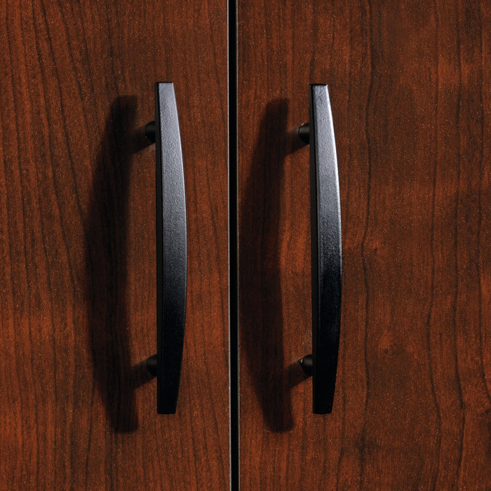 Crédence de type classeur Via de 36,54 po de qualité commerciale avec armoire et compartiments ouverts - cerisier et grise