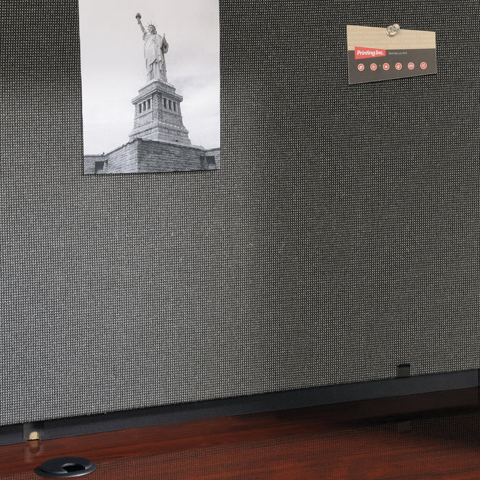 Crédence de type classeur Via de 36,54 po de qualité commerciale avec armoire et compartiments ouverts - cerisier et grise