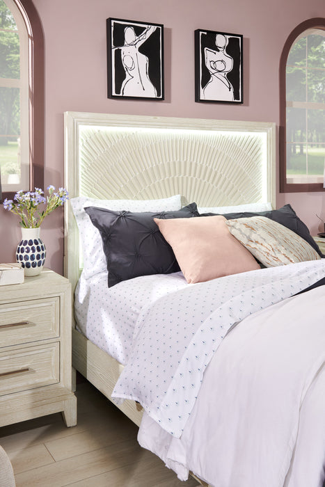 Lit à panneaux Vida avec tête de lit et cadre de lit, sable - format grand lit