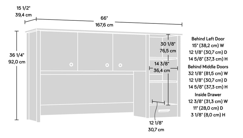 Crédence Whitaker Point de 66,73 po de qualité commerciale avec armoire et tablettes - érable naturel