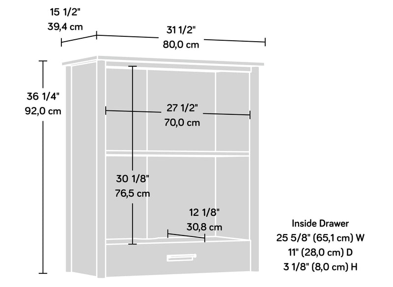 Crédence de type bibliothèque Whitaker Point de 31,5 po avec tiroir - érable naturel