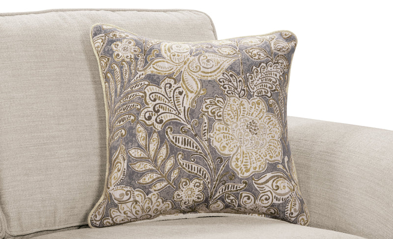 Sofa sectionnel Wynn 2 pièces fabriqué au Canada en tissu de chenille avec bordure de clous décoratifs et pattes en oignon en bois - beige lin