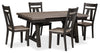 Ensemble de salle à manger Zao 5 pièces en mélamine avec table, rallonge de 66 po à 94 po (L) et 4 chaises - brun
