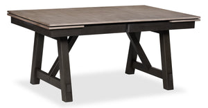 Table de salle à manger Zao de 66 po à 94 po (L) en mélamine avec rallonge avec base à tréteaux - brune