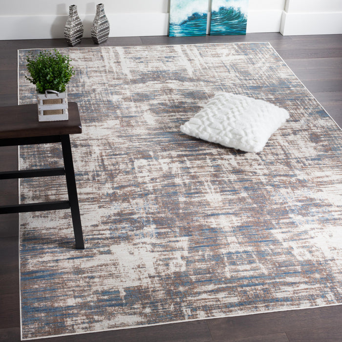 Carpette Shi bleue à motifs abstraits 5 x 8