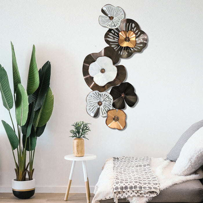 Décoration murale en métal noir et doré de 33 po