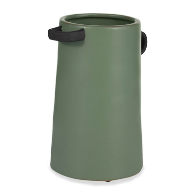 Dark Sage 9" Ceramic Eared Vase|Vase à oreilles en céramique sauge foncé de 9 po|16983GVS