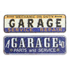 Panneau mural galvanisé embossé « Garage Service » - ensemble de 2 décorations murales
