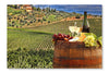 White Wine with Barrel on Vineyard 28 po x 42 po : Oeuvre d’art murale en panneau de tissu sans cadre