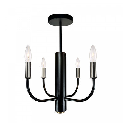 Verona 4-Light Brushed Nickel Black Semi-Flush Mount