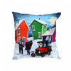 Coussin 18 x 18 en velours avec une image des assistants du père Noël - ensemble de 2 coussins