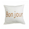 Coussin en tissu blanc avec imprimé doré « Bonjour » - ensemble de 2 coussins