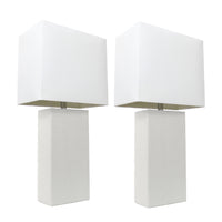 Ensemble 2 lampes de table moderne Elegant Designs en cuir blanc