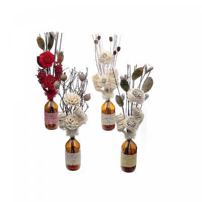 Shola Floral Arrangement in Tinted Glass Jar - Set of 4|Arrangement floral Shola dans une bouteille en verre teinté - ensemble de 4