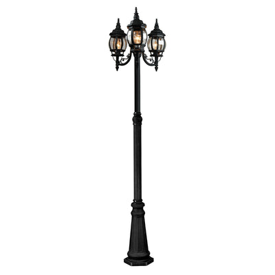 Classico 3-Light Outdoor Black Lantern and Post