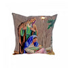 Coussin à DEL 18 x 18 en velours orné d’une crèche de Noël - ensemble de 2 coussins
