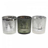 Bougeoirs pour bougie chauffe-plats en verre à motif d’hiver givré - ensemble de 3 bougeoirs