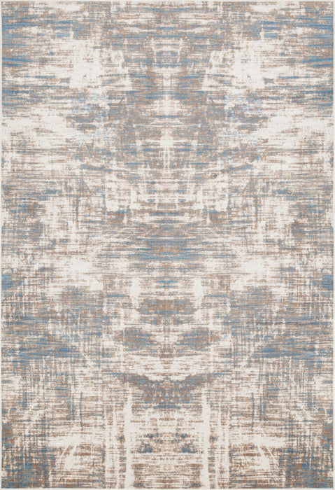 Carpette Shi bleue à motifs abstraits 5 x 8