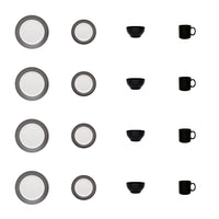 Service de vaisselle Oxford Actual 16 pièces - noir et ivoire