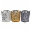Bougeoirs pour bougie chauffe-plats à motif craquelé - ensemble de 3 bougeoirs