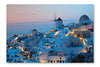 Santorini Island In Greece During Sunset 28 po x 42 po : Cadre d'art mural et panneau de tissu