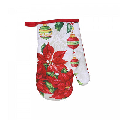 Oven Mitt Ornaments Poinsettia - Set of 4|Mitaine de four ornée de poinsettias et d’un ornement - ensemble de 4