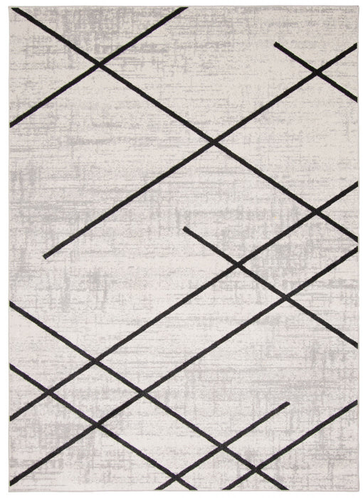 Carpette Damali ivoire et noire lavable à la machine - 5 pi 0 po x 7 pi 0 po