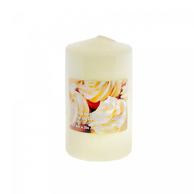 2.75" x 5" Scented Pillar Vanilla Buttercream - Set of 2 Candle|Chandelle pilier parfumée de 2,75 po x 5 po à arôme de crème au beurre à la vanille - ensemble de 2 chandelles