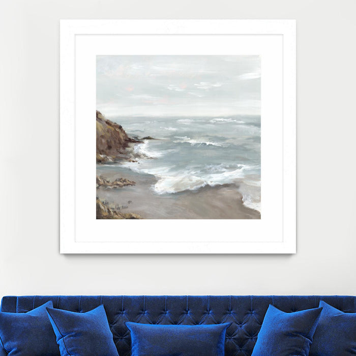 Œuvre d’art murale encadrée blanche et mate « Beautiful Bay » 36 x 36