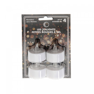 LED 4pk White Tealight Warm Light - Set of 2 Candle|Ensemble de 4 petites chandelles à DEL blanches à lueur chaleureuse - ensemble de 2