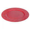 Assiette de présentation rouge ornée de flocons de neige