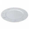 Assiette de présentation argentée ornée de flocons de neige