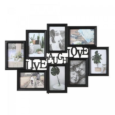Black Collage Frame - Live Laugh Love 8 - 4x6 Frames|Cadres photo collage noirs - 8 cadres 4 x 6 « Live Laugh Love »