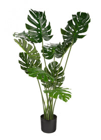Monstera artificiel de 47 po pour l’intérieur et l’extérieur en pot noir