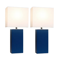 Ensemble 2 lampes de table moderne Elegant Designs en cuir bleu
