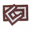 Ensemble de 2 tapis de salle de bain blancs en coton avec bordure chocolat