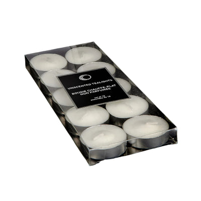10 Pk Unscented Tealights White - Set of 2 Candle|Paquet de 10 bougies chauffe-plats blanches non parfumées - ensemble de 2 paquets de bougies