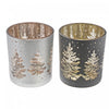 Bougeoirs d’inspiration Sainte Nuit en verre pour bougie chauffe-plats - ensemble de 2 bougeoirs