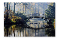 Autumn Old Bridge 16 po x 24 po : Cadre d'art mural et panneau de tissu