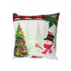 Coussin à DEL 18 x 18 en velours orné d’un bonhomme de neige avec arbre - ensemble de 2 coussins