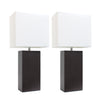Ensemble 2 lampes de table moderne Elegant Designs en cuir brun espresso