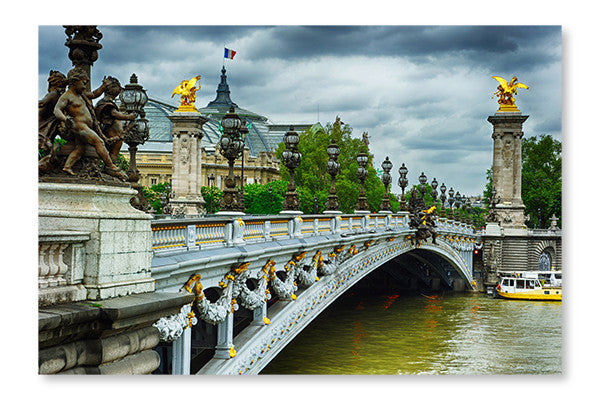 Beautiful Bridge Of Alexandre Iii In Paris 28 po x 42 po : Cadre d'art mural et panneau de tissu
