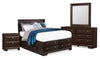 Ensemble de chambre à coucher Yorkdale 6 pièces avec lit de rangement à 12 tiroirs, commode, miroir et table de nuit, brun - format lit double