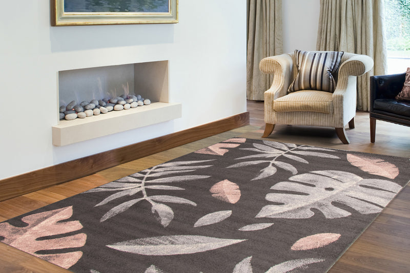 Carpette Palta anthracite-rose - 3 pi 11 pox 5 pi 7 po