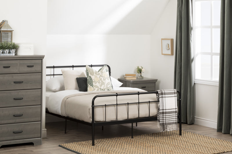 Lit plateforme double Versa en métal - noir solide