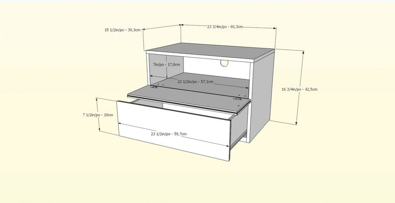 Table de nuit Nordika avec rangement - blanche